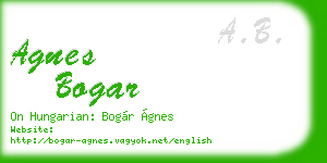 agnes bogar business card